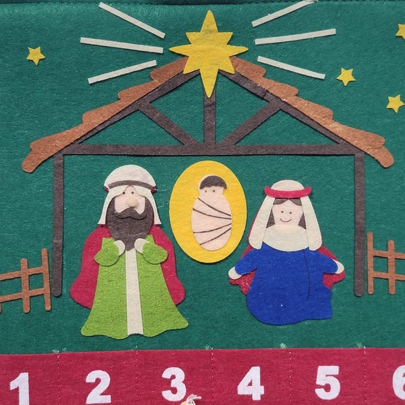 Advent Christmas Calendar Hanging Nativity Holiday Star - Picture 3 of 5